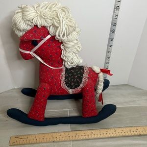 VTG Calico stuffed Fabric Rocking Horse Stuff Toy Country Kawaii Cottage Core